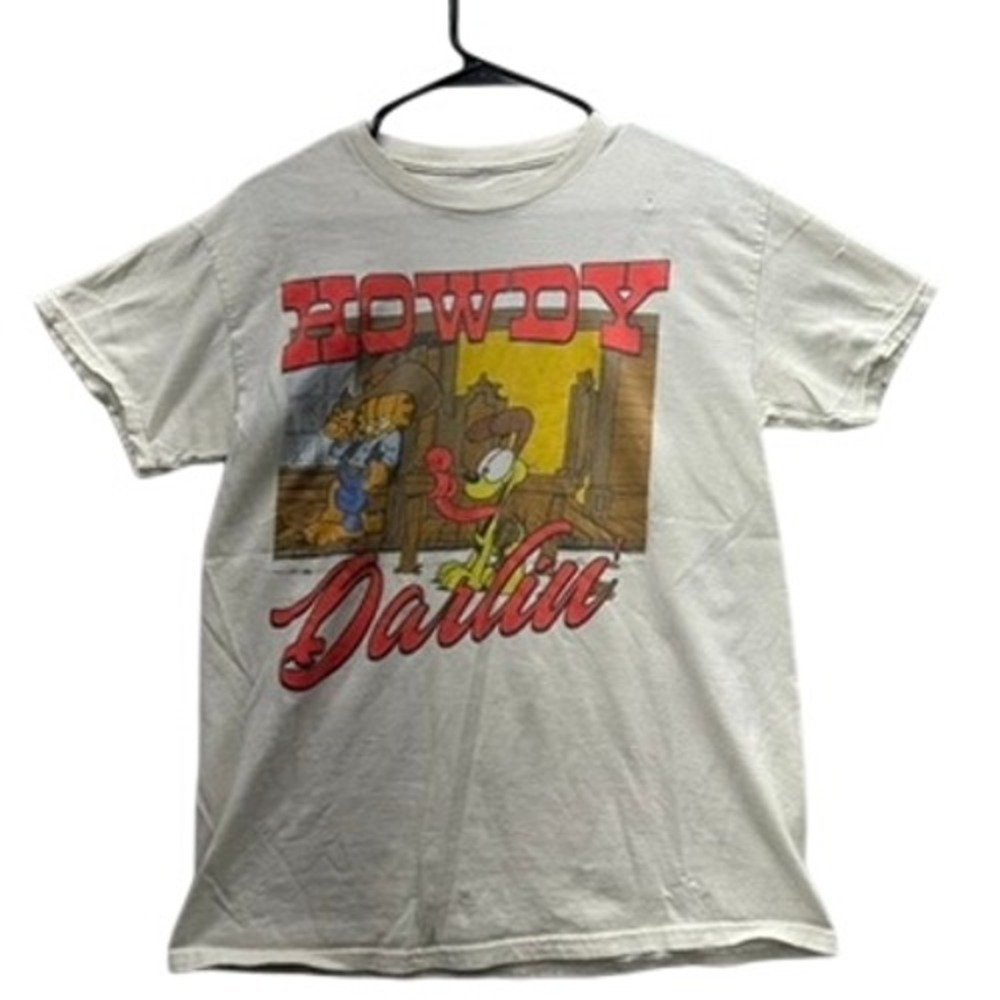 Hybrid unisex white Garfield graphic tshirt